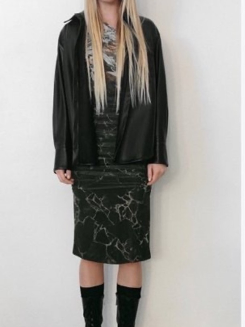 ZARA Women marbled Draped Tulle Midi Skirt Small Whimsigoth Grunge 14-18” waist - Picture 3 of 5